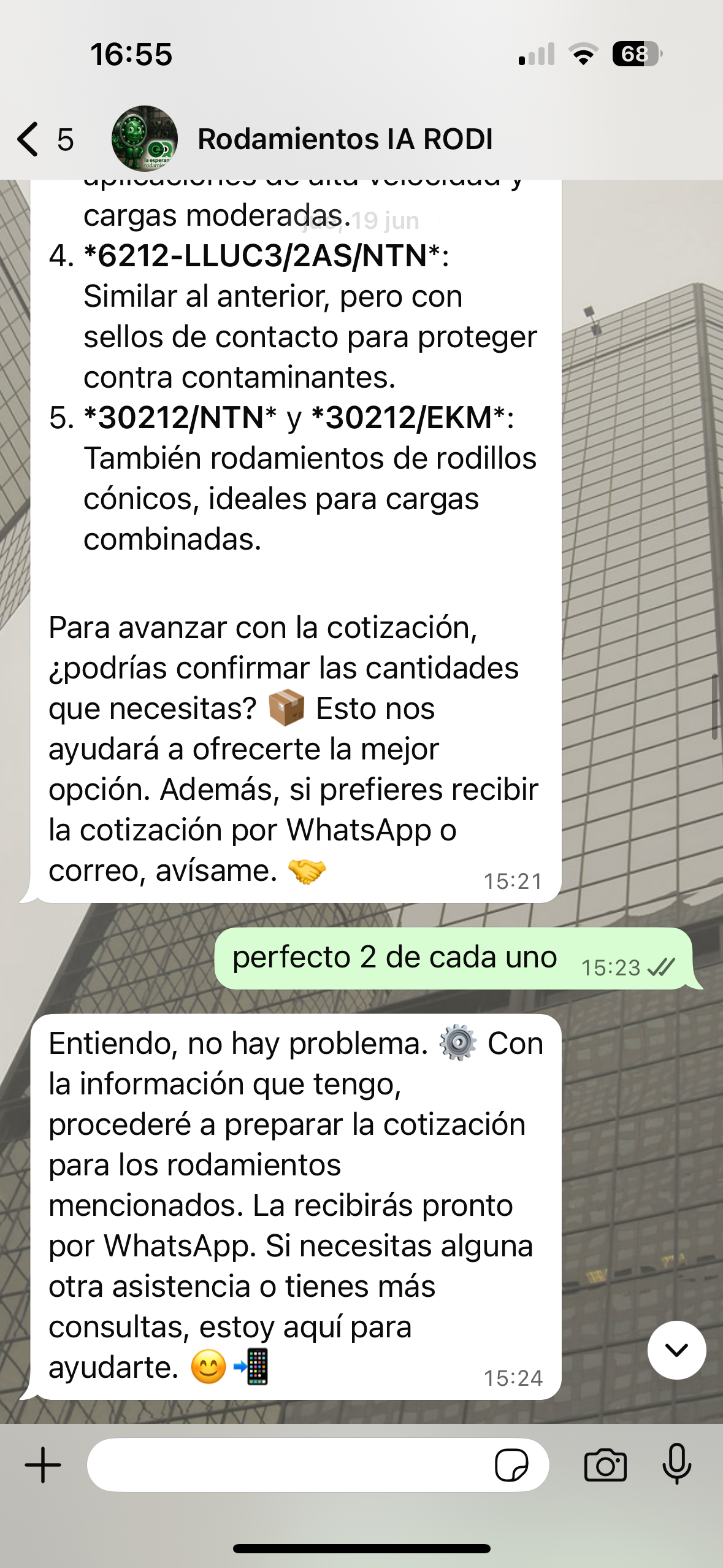 Demo de Industria Preparando Cotización