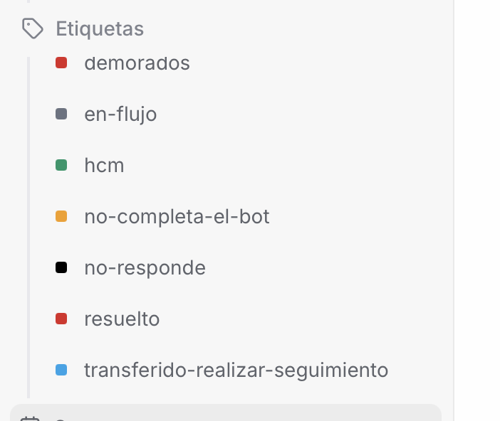 Etiquetas de conversación en el panel Optinex